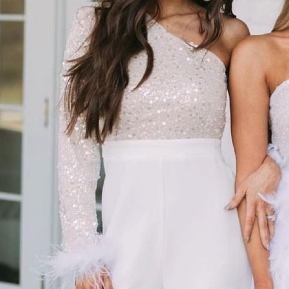 White Bride Sparkle Jumpsuit - Picture 2 of 2